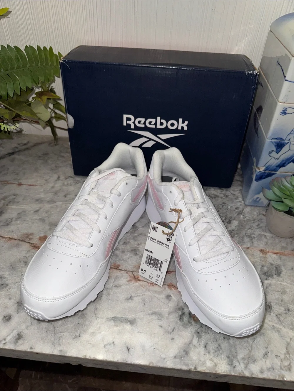 Reebok White Sneakers with Light Pink Accents